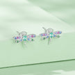 925 Sterling Silver Earrings with Pavé CZ and Transparent Glass