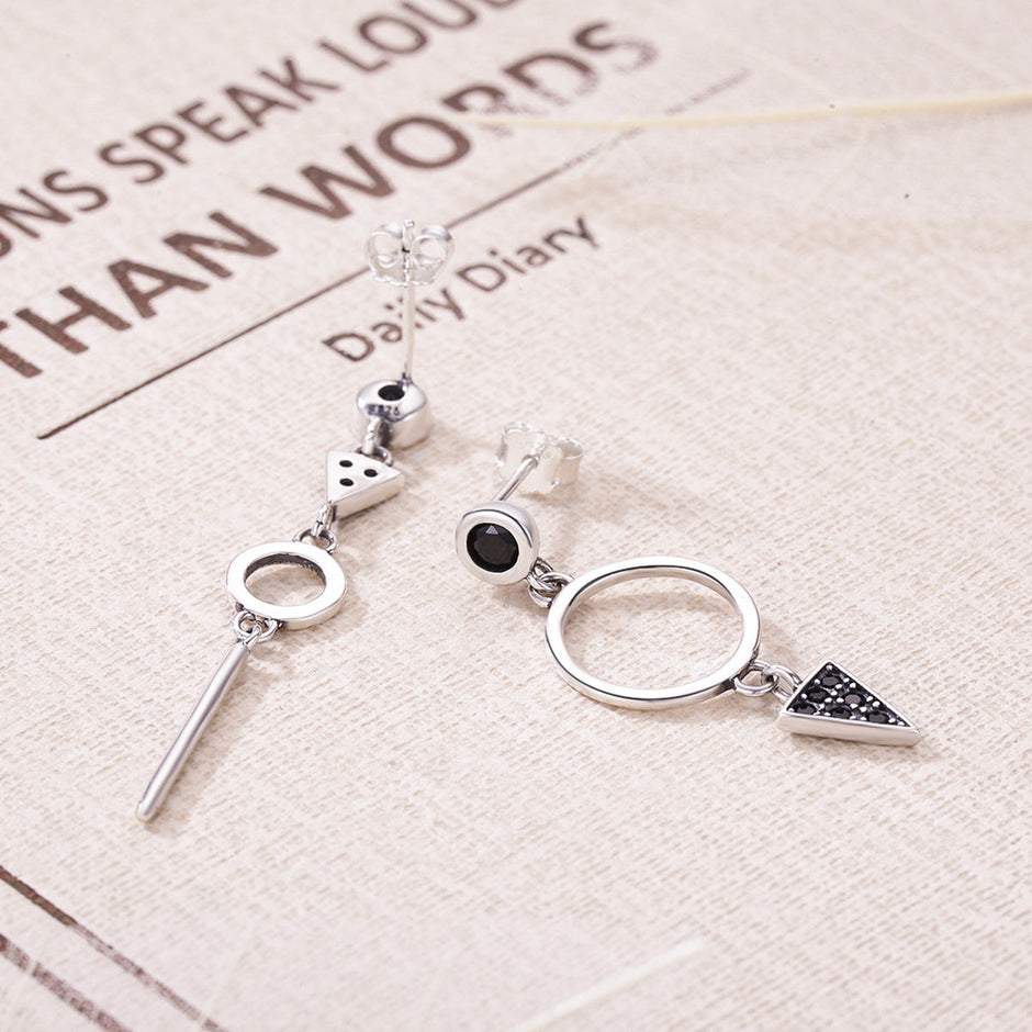 925 Sterling Silver Oxidized Pavé Setting CZ Earrings