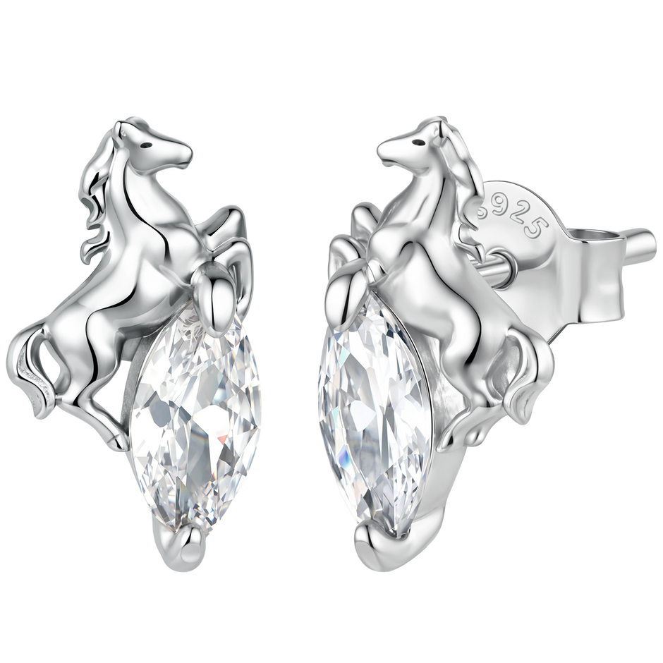 925 Sterling Silver White Gold Plated 1.2 x 0.7 cm Pavé CZ Earrings for Women