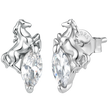 925 Sterling Silver White Gold Plated 1.2 x 0.7 cm Pavé CZ Earrings for Women