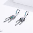 925 Sterling Silver Oxidized Silver Pavé CZ Earrings for Women, Size: 4*1 cm