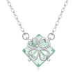 925 Sterling Silver Adjustable Necklace with Transparent Glass 46cm for Women