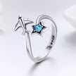 S925 Sterling Silver Star and Airplane Ring Set for Women