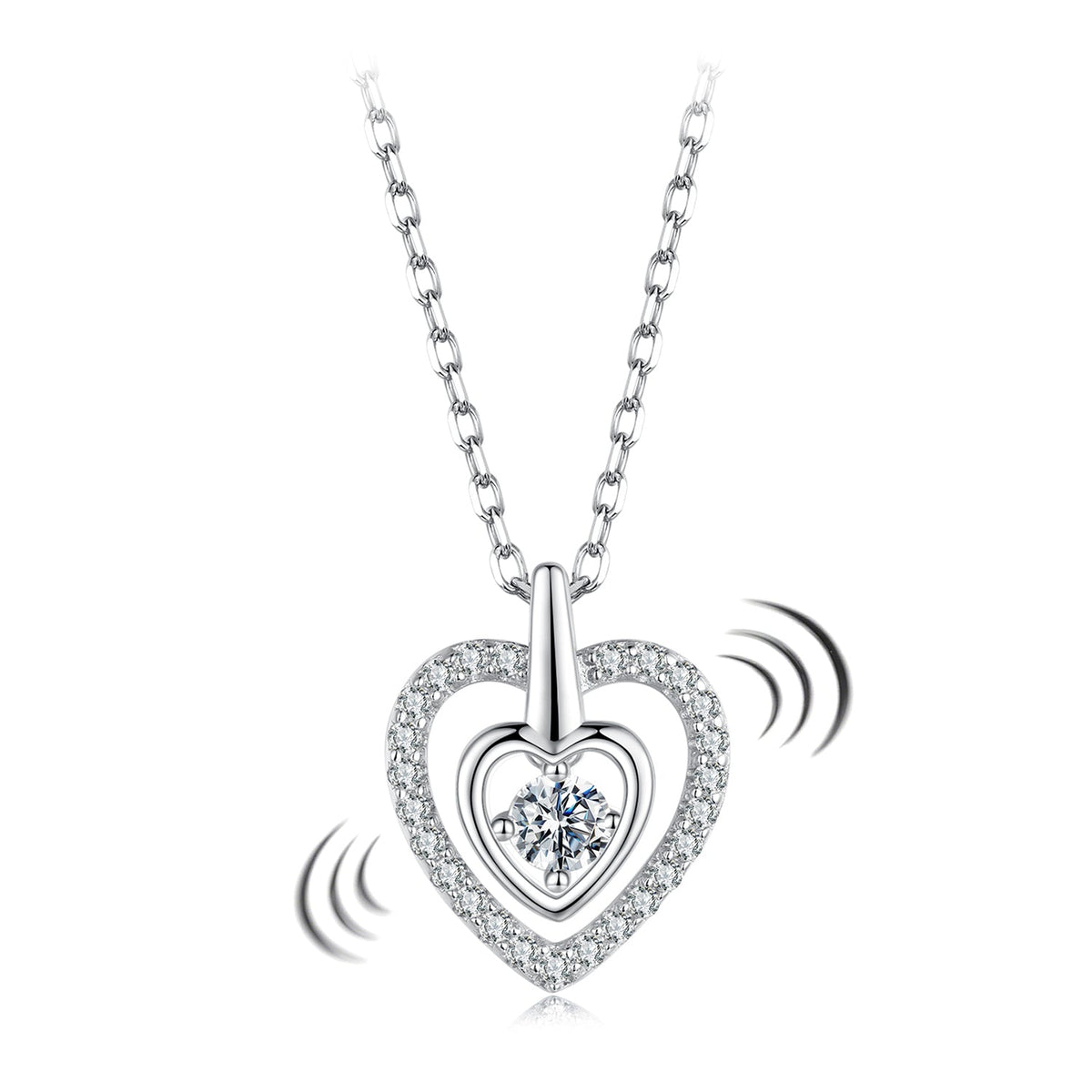 925 Sterling Silver White Gold Plated Moissanite 40+5cm Pavé CZ Necklace for Women