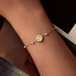 925 Sterling Silver White Gold Plated Bracelet with Transparent Glass Charm for Women