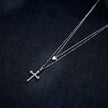 925 Sterling Silver Adjustable Platinum Plated Necklace with CZ - 1.4cm for Women