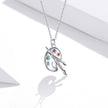 925 Sterling Silver Adjustable Pendant Necklace with CZ in Platinum Finish
