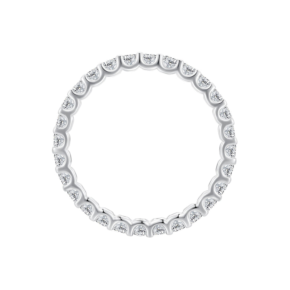 S925 Sterling Silver 2.0mm Moissanite Ring Size 9 for Women