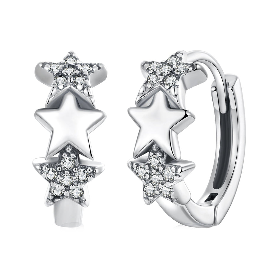 925 Sterling Silver Earrings with Pavé Setting CZ in Oxidized Silver