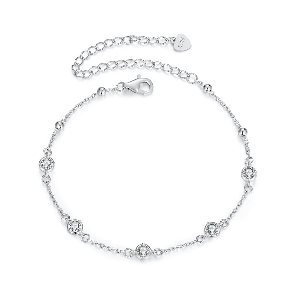 925 Sterling Silver 3mm Moissanite Bracelet for Women