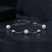 925 Sterling Silver 3mm Moissanite & Shell Pearl Bracelet for Women