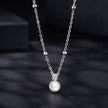 925 Sterling Silver Moissanite and Freshwater Pearl Necklace 40+5cm for Women