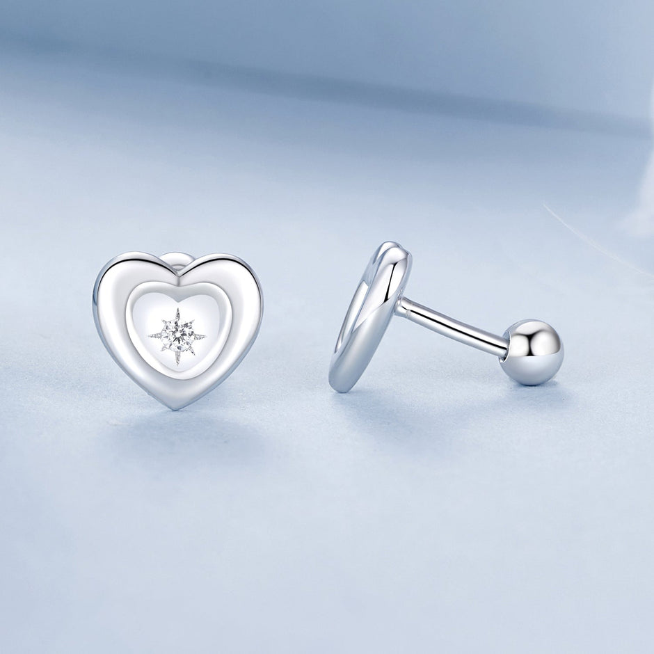 925 Sterling Silver White Gold Plated CZ Earrings