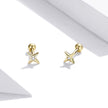 925 Sterling Silver Pavé CZ Gold Plated Earrings