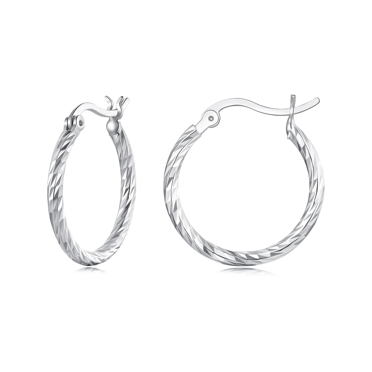 925 Sterling Silver Earrings with White Gold Plating
