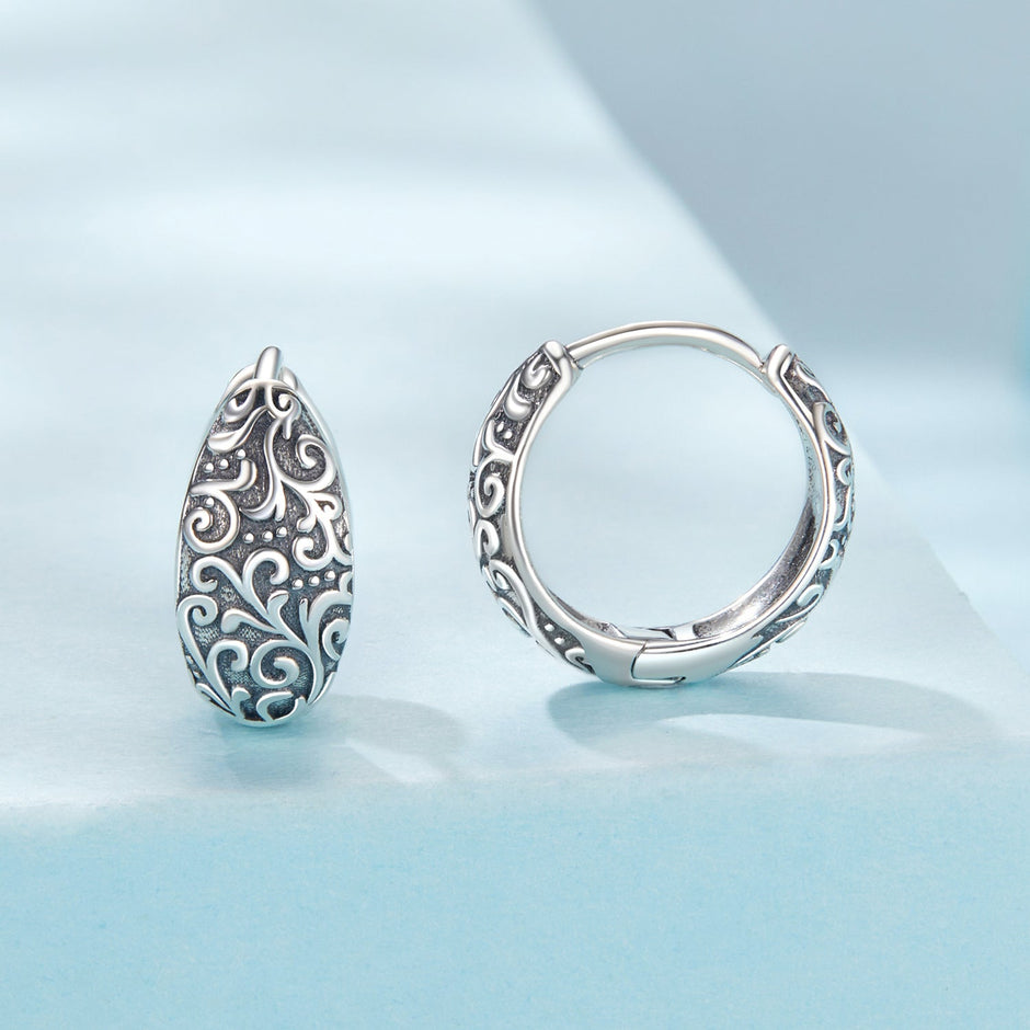 925 Sterling Silver Oxidized Silver Earrings 1.2*0.6cm for Women