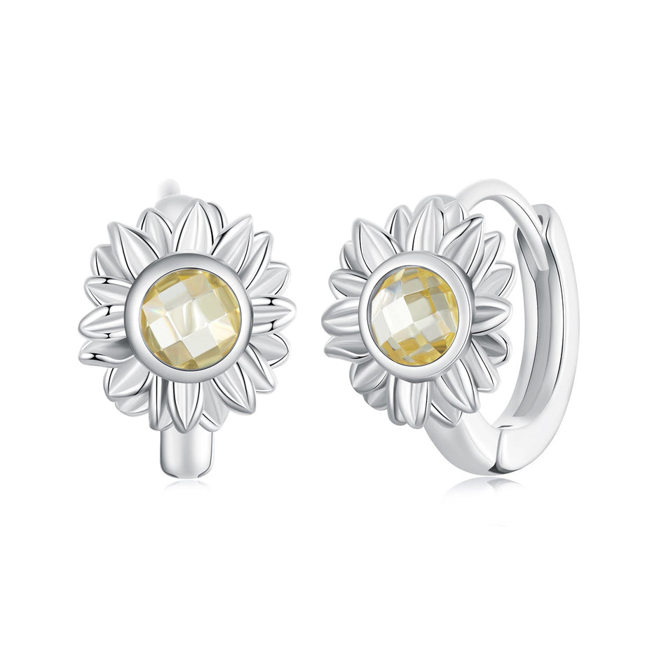 925 Sterling Silver Earrings with Transparent Glass, 12x9mm Size for Women