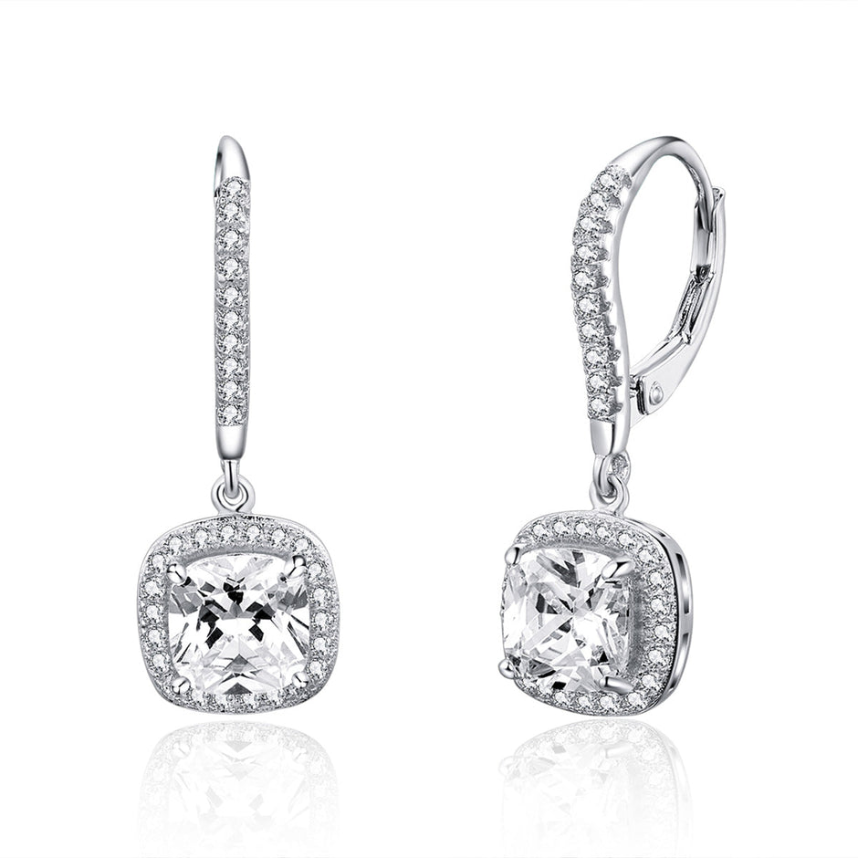 925 Sterling Silver Plated Gold Pavé Setting CZ Earrings for Women