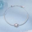 925 Sterling Silver Adjustable Bracelet with Pavé Setting CZ and White Gold Plating for Women
