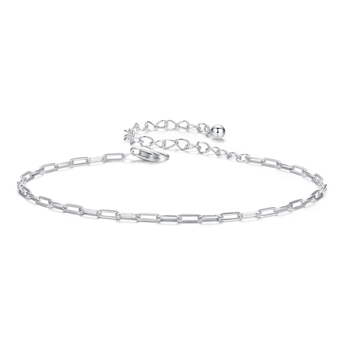 925 Sterling Silver Plated White Gold Adjustable Bracelet for Women