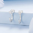 925 Sterling Silver CZ Earrings with White Gold Plating, 1.4x0.5cm for Women