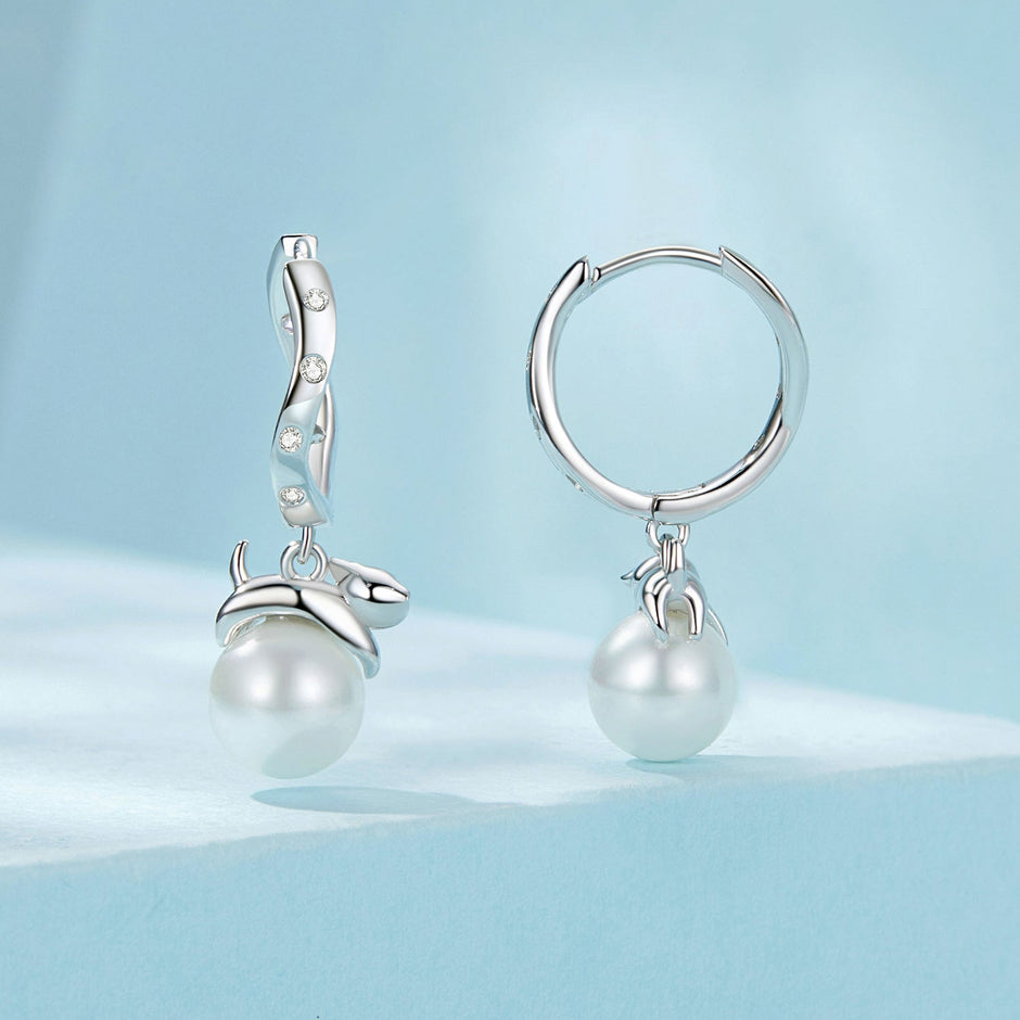 925 Sterling Silver Earrings with Quality Shell Pearl and CZ for Women
