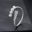 925 Sterling Silver Moissanite & Freshwater Pearl Ring, White Gold Plated, Size E for Women