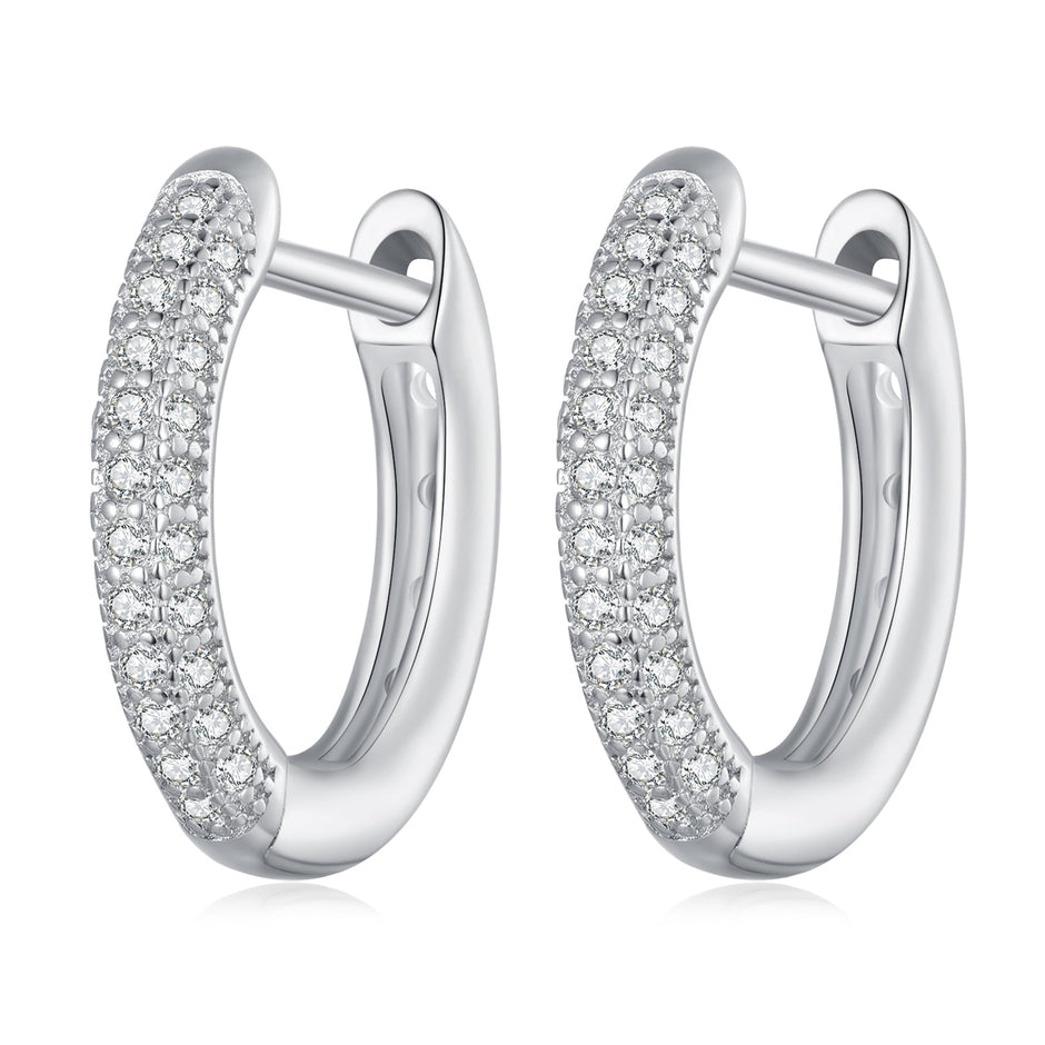 925 Sterling Silver Pavé Setting CZ Earrings for Women
