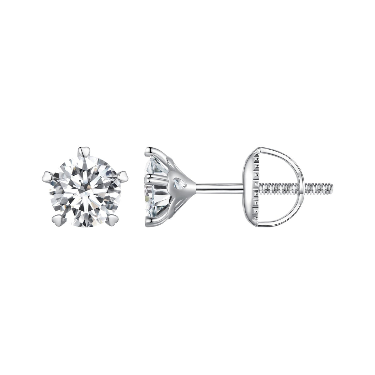 925 Sterling Silver Moissanite 0.50 Carat Earrings 6.0mm for Women