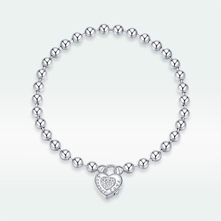 925 Sterling Silver Bracelet with Pavé Setting CZ and Platinum Plating, 17cm for Women