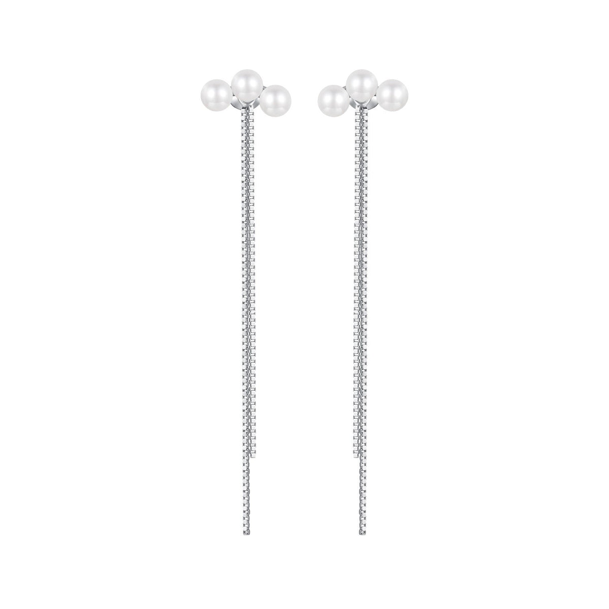 925 Sterling Silver White Gold Plated Shell Pearl Earrings