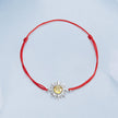 925 Sterling Silver Adjustable Length Bracelet with CZ and Glass Pendant for Women