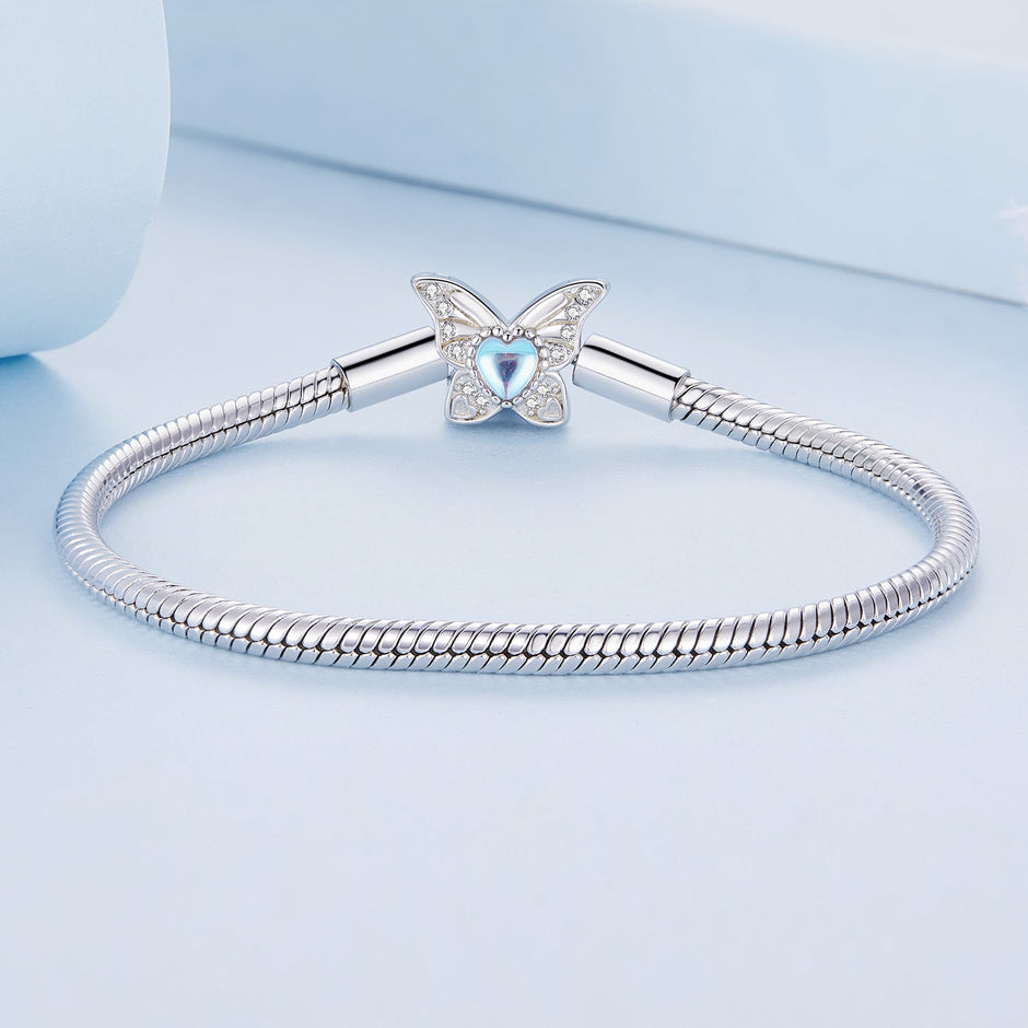 925 Sterling Silver Moonstone Bracelet 17.0 cm Pavé Setting for Women