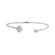 925 Sterling Silver Bracelet with Pavé Setting CZ, Inner Diameter 550mm, 2.0mm Wide, Unisex