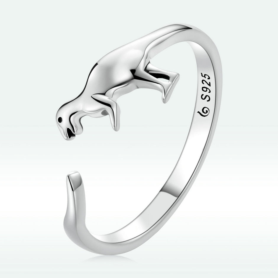 S925 Oxidized Silver Dinosaur Ring for Women
