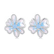 925 Sterling Silver Opal Nanometer Stone Enamel Earrings for Women
