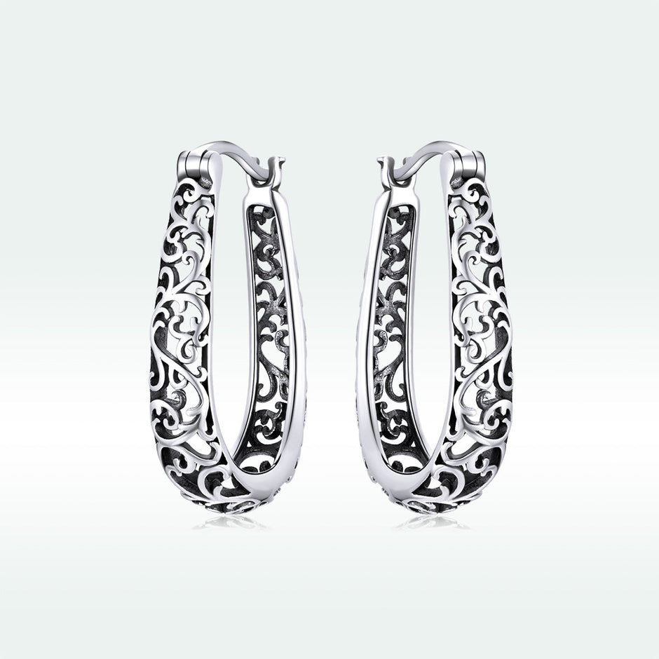 925 Sterling Silver Earrings 2.3*0.4cm Oxidized Silver for Women