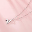925 Sterling Silver Necklace with Transparent Glass, 18x15mm Pendant for Women