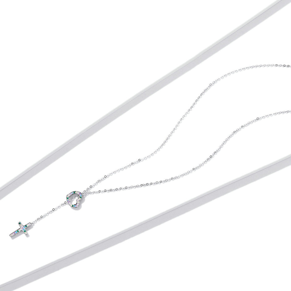 925 Sterling Silver Plated Necklace with Adjustable Length 42.5cm and CZ for Women