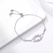 925 Sterling Silver Heart Shaped Bracelet 22CM for Women