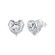 925 Sterling Silver Earrings with Pavé Setting CZ in White Gold, 0.8 x 0.9 cm