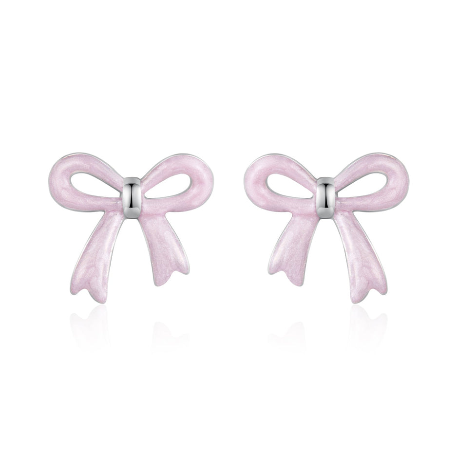 925 Sterling Silver Earrings with Enamel Process and White Gold Plating