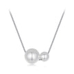 925 Sterling Silver & White Gold Plated Adjustable Pearl Necklace for Women