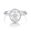 925 Sterling Silver Pavé Setting CZ White Gold Plated Ring with Transparent Glass for Women