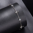 925 Sterling Silver White Gold Plated Bracelet with Moissanite, 15+6cm, for Women