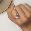 S925 Sterling Silver Enamel CZ Pavé Setting Ring for Women