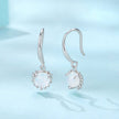 925 Sterling Silver White Gold Plated Natural Moonstone 2.0x0.7cm Earrings for Women