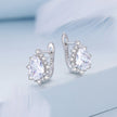 925 Sterling Silver Platinum Plated CZ Pavé Setting Earrings