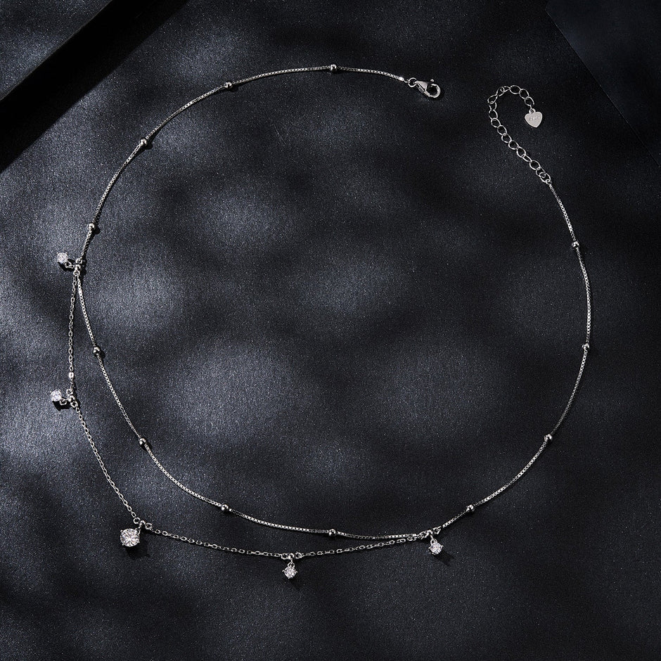 925 Sterling Silver Plated White Gold Moissanite Necklace 400+50mm for Women