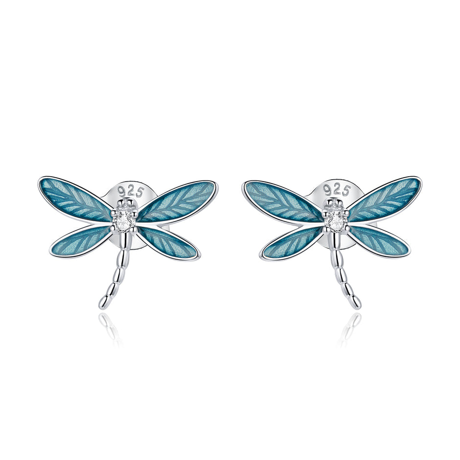 925 Sterling Silver & Platinum Plated Pavé Setting CZ Earrings